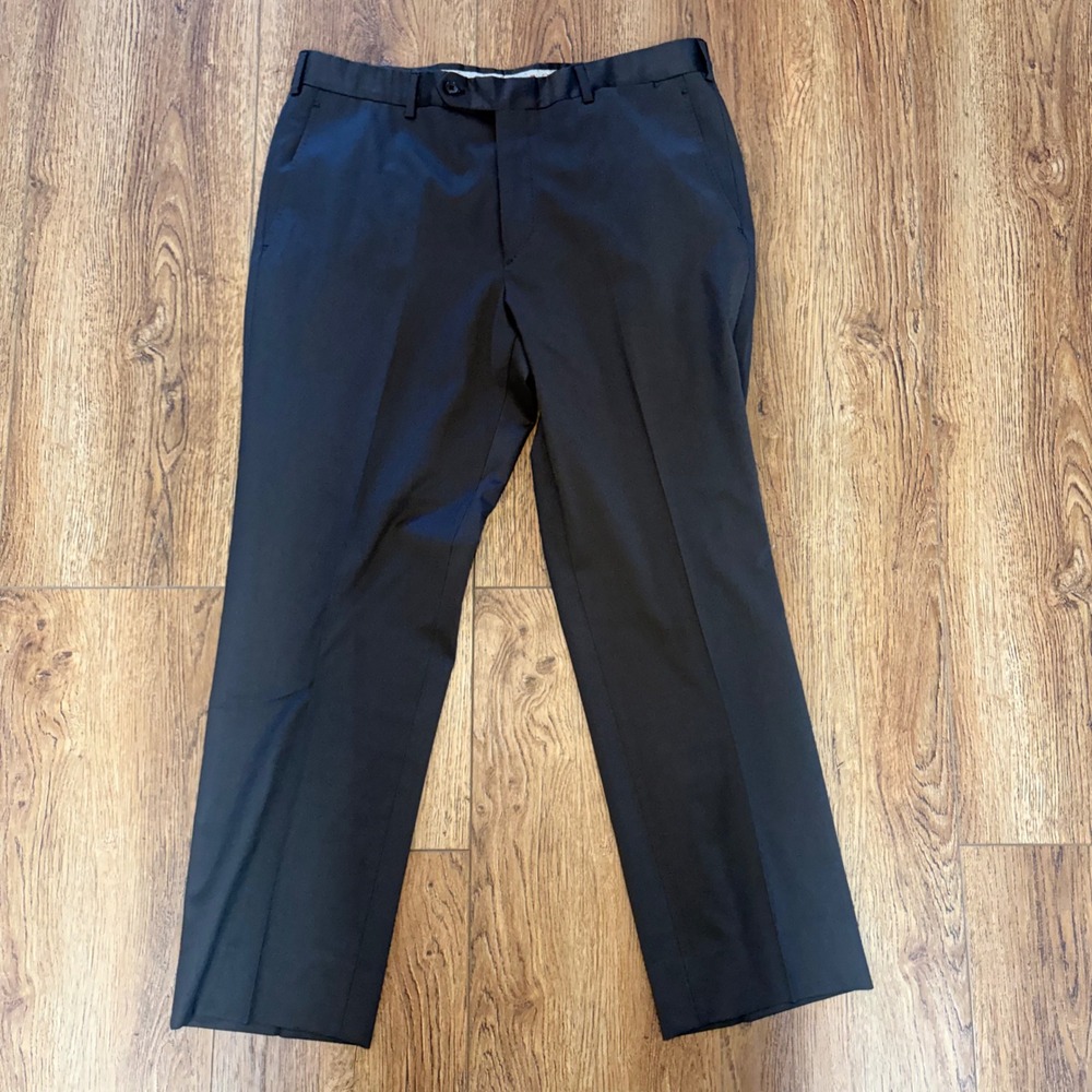 Belvest Mens Dress Pants Made in Italy Brown Flat Front Slacks 36x29